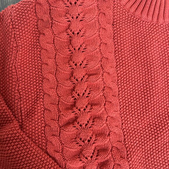 Billabong Great Escape Size Medium Sweater Rust Orange Cable Knit - Picture 6 of 9